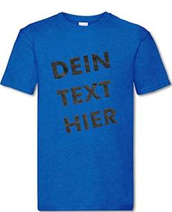 T-Shirt Herren - königsblau M - Aufdruck individuell - mit Wunschtext Bedruckt - Druck personalisiert - Geschenk für Party Sport von INDIGOS UG