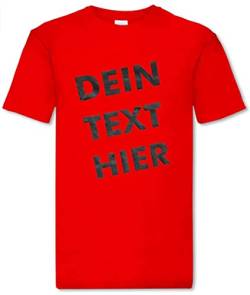 T-Shirt Herren - rot L - Aufdruck individuell - mit Wunschtext Bedruckt - Druck personalisiert - Geschenk für Party Sport von INDIGOS UG