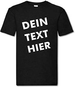 T-Shirt Herren - schwarz L - Aufdruck individuell - mit Wunschtext Bedruckt - Druck personalisiert - Geschenk für Party Sport von INDIGOS UG