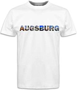 T-Shirt - Herren - weiß - Stadt - Augsburg - Bedruckt - mit Sehenswürdigkeiten - Fasching Party Fun Sport von INDIGOS UG