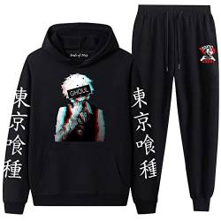 INDIRAN Anime Tokyo Ghoul Trainingsanzug-Set 2-teiliges Outfit Mode-Sweatshirt-Set Harajuku Kaneki Ken Print Hoodie und Jogger für Unisex von INDIRAN