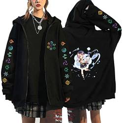 INDIRAN Genshin Impact Zipper Hoodie Männer Frauen Hooded Streetwear Harajuku Anime Klee/Xiangling/Arataki ltto Grafik Zipper Sweatshirt Mode Jacke Mantel von INDIRAN