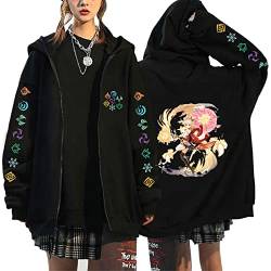 INDIRAN Genshin Impact Zipper Hoodie Männer Frauen Hooded Streetwear Harajuku Anime Klee/Xiangling/Arataki ltto Grafik Zipper Sweatshirt Mode Jacke Mantel von INDIRAN