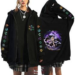 INDIRAN Genshin Impact Zipper Hoodie Männer Frauen Hooded Streetwear Harajuku Anime Klee/Xiangling/Arataki ltto Grafik Zipper Sweatshirt Mode Jacke Mantel von INDIRAN