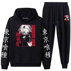 INDIRAN Tokyo Ghoul Hoodie Joggerhose Trainingsanzug Harajuku Anime Cosplay Kaneki Ken Print Sweatshirt Set für Unisex von INDIRAN