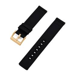 INEOUT 20mm 22mm Nylon Canvas Handgelenk Band Männer Frauen Wasserdichte Armband Gürtel For Omega Uhr Strap (Color : Black Gold, Size : 20mm) von INEOUT