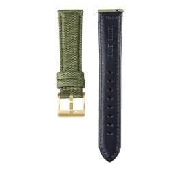 INEOUT Armband Aus Echtem Leder Und Nylon, Business-Vintage-Uhrenarmband, Schnellverschluss-Armband, 20 Mm, 22 Mm (Color : ArmyGreen-Gold, Size : 22mm) von INEOUT