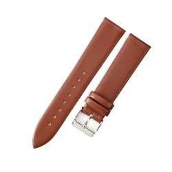 INEOUT Echtes Leder, Ultradünn, Weich, Kompatibel Mit DW, Kompatibel Mit CK, Kompatibel Mit Longines, Herren Und Damen, Blau, Weiß, Braun, Uhrenzubehör, Armband, Uhrenarmband (Color : L-brown-steel-K von INEOUT