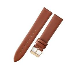 INEOUT Echtes Leder, Ultradünn, Weich, Kompatibel Mit DW, Kompatibel Mit CK, Kompatibel Mit Longines, Herren Und Damen, Blau, Weiß, Braun, Uhrenzubehör, Armband, Uhrenarmband (Color : L-brown-rose-K1 von INEOUT