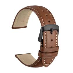 INEOUT Echtes Leder-Uhrenarmband, 14 Mm, 16 Mm, 18 Mm, 19 Mm, 20 Mm, 21 Mm, 22 Mm, 23 Mm, 24 Mm, Ersatzbänder For Männer Und Frauen (Color : Cinnamon Brown-B, Size : 22mm) von INEOUT