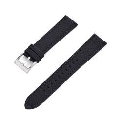 INEOUT Echtes Leder-Uhrenarmband 20 Mm 22 Mm Schnellverschluss-Uhrenarmbänder For Armband-Uhrenzubehör (Color : Black Silver, Size : 22mm) von INEOUT