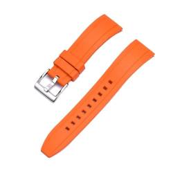 INEOUT FKM Gummi Uhrenarmband 20mm 22mm 24mm Armband Schnellverschluss Armband For Herren Damen Taucheruhren Zubehör (Color : Orange silver, Size : 24mm) von INEOUT
