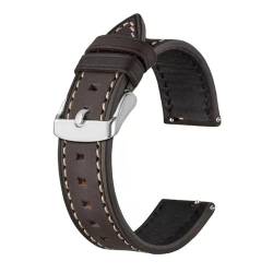 INEOUT Fashion Echtes Lederband Männer 18mm 19mm 20mm 21mm 22mm Quick Release Kalbsleder Armband Frauen Uhr Zubehör (Color : Grey Brown - Silver, Size : 21mm) von INEOUT