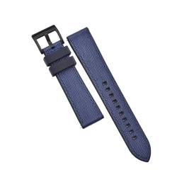 INEOUT Fluorkautschuk-Leder-Uhrenarmband, 20 Mm, 22 Mm, Hybrid-FKM-Uhrenarmband, Schnellverschluss-Armband For Herren-Taucheruhren (Color : Black-Blue 2, Size : 20mm) von INEOUT