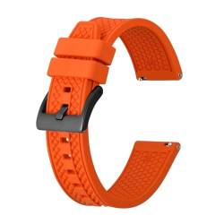INEOUT Fluorkautschuk-Uhrenarmband, 18 Mm, 20 Mm, 22 Mm, Gummi-Schnellverschluss-Armband For Herren Und Damen, Sportuhrenarmband (Color : Orange-Black Buckle, Size : 18mm) von INEOUT