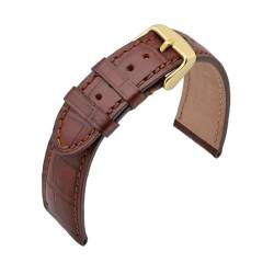 INEOUT Lederarmband 14mm 18mm 19mm 20mm 21mm 22mm Alligator Geprägtes Uhrenarmband Goldschnalle Herren Damen Armband (Color : Brown(Brown Line), Size : 21mm) von INEOUT