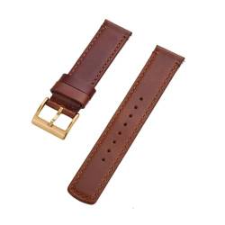 INEOUT Lederarmband 20mm 22mm Mit Schnellverschluss-Uhrenarmbändern Schwarz-silberner Schnalle For Herrenuhren-Zubehör (Color : Brown(Gold), Size : 20mm) von INEOUT