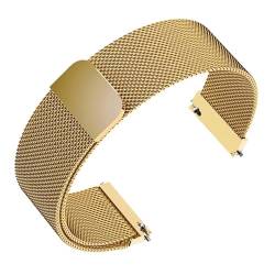 INEOUT Milanese Magnetisches Uhrenarmband, Edelstahl-Metallgeflecht, Ersatzarmband, Kompatibel Mit Huawei GT3 Uhr 16 Mm, 18 Mm, 20 Mm, 22 Mm (Color : Gold, Size : 15mm) von INEOUT