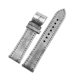 INEOUT Ölwachs Leder Uhrenarmband 16mm 17mm 18mm 19mm 20mm 23mm 24mm Retro Armband Grau Weiß Handgefertigtes Uhrenarmband Zubehör (Color : Gray, Size : 24mm) von INEOUT