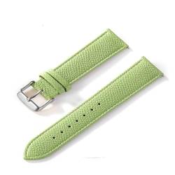 INEOUT Palmenbedrucktes Lederarmband, Echtes Rindsleder-Uhrenarmband, Handgefertigt, Blau, Gelb, Braun, Braun, Herren-Damen-Uhrenarmband (Color : Avocado Green, Size : 15mm) von INEOUT