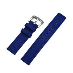 INEOUT Schnellverschluss-Uhrenarmbänder, Segeltuch-Nylon-Uhrenarmband, 20 Mm, 22 Mm, Gebürstete Schnalle, Geeignet For Smartwatch-Zubehör (Color : Blue, Size : 20mm) von INEOUT