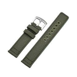 INEOUT Schnellverschluss-Uhrenarmbänder, Segeltuch-Nylon-Uhrenarmband, 20 Mm, 22 Mm, Gebürstete Schnalle, Geeignet For Smartwatch-Zubehör (Color : Green, Size : 20mm) von INEOUT