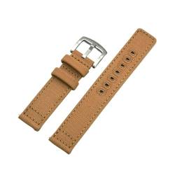 INEOUT Schnellverschluss-Uhrenarmbänder, Segeltuch-Nylon-Uhrenarmband, 20 Mm, 22 Mm, Gebürstete Schnalle, Geeignet For Smartwatch-Zubehör (Color : Khaki, Size : 22mm) von INEOUT