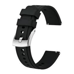 INEOUT Silikon-Uhrenarmband, 20 Mm, 22 Mm, Schnellverschluss, Sport-Uhrenarmband For Männer Und Frauen, Edelstahl-Schnalle (Color : Black, Size : 22mm) von INEOUT
