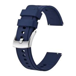 INEOUT Silikon-Uhrenarmband, 20 Mm, 22 Mm, Schnellverschluss, Sport-Uhrenarmband For Männer Und Frauen, Edelstahl-Schnalle (Color : Dark Blue, Size : 20mm) von INEOUT