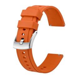 INEOUT Silikon-Uhrenarmband, 20 Mm, 22 Mm, Schnellverschluss, Sport-Uhrenarmband For Männer Und Frauen, Edelstahl-Schnalle (Color : Orange, Size : 20mm) von INEOUT