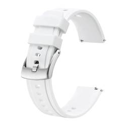 INEOUT Silikon-Uhrenarmband, 20 Mm, 22 Mm, Schnellverschluss, Sport-Uhrenarmband For Männer Und Frauen, Edelstahl-Schnalle (Color : White, Size : 20mm) von INEOUT