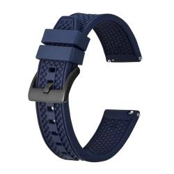 INEOUT Sportuhrenarmband Aus Fluorkautschuk, 18 Mm, 20 Mm, 22 Mm, Wasserdichtes Armband Mit Edelstahl-Schnalle, Mehrfarbiges Armband (Color : Blue-Black Buckle, Size : 18mm) von INEOUT