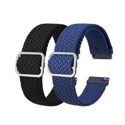 INEOUT Stretch-Nylon-Uhrenarmbänder, 18 Mm, 19 Mm, 20 Mm, 22 Mm, Ersatzgürtel For Smartwatch Mit Schnellverschluss-Federsteg (Color : Black A Blue A, Size : 22mm) von INEOUT