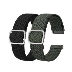 INEOUT Stretch-Nylon-Uhrenarmbänder, 18 Mm, 19 Mm, 20 Mm, 22 Mm, Ersatzgürtel For Smartwatch Mit Schnellverschluss-Federsteg (Color : Black A Green A, Size : 22mm) von INEOUT