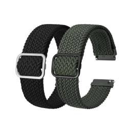 INEOUT Stretch-Nylon-Uhrenarmbänder, 18 Mm, 19 Mm, 20 Mm, 22 Mm, Ersatzgürtel For Smartwatch Mit Schnellverschluss-Federsteg (Color : Black A Green B, Size : 18mm) von INEOUT