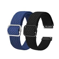 INEOUT Stretch-Nylon-Uhrenarmbänder, 18 Mm, 19 Mm, 20 Mm, 22 Mm, Ersatzgürtel For Smartwatch Mit Schnellverschluss-Federsteg (Color : Blue A Black B, Size : 19mm) von INEOUT