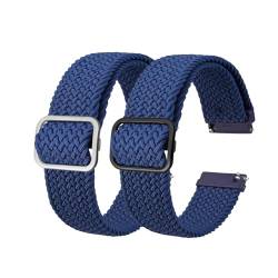 INEOUT Stretch-Nylon-Uhrenarmbänder, 18 Mm, 19 Mm, 20 Mm, 22 Mm, Ersatzgürtel For Smartwatch Mit Schnellverschluss-Federsteg (Color : Blue A Blue B, Size : 20mm) von INEOUT