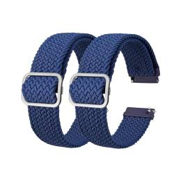INEOUT Stretch-Nylon-Uhrenarmbänder, 18 Mm, 19 Mm, 20 Mm, 22 Mm, Ersatzgürtel For Smartwatch Mit Schnellverschluss-Federsteg (Color : Blue Blue-A, Size : 22mm) von INEOUT