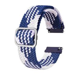 INEOUT Stretch-Nylon-Uhrenarmbänder, 18 Mm, 19 Mm, 20 Mm, 22 Mm, Ersatzgürtel For Smartwatch Mit Schnellverschluss-Federsteg (Color : White Blue-A, Size : 19mm) von INEOUT