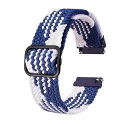 INEOUT Stretch-Nylon-Uhrenarmbänder, 18 Mm, 19 Mm, 20 Mm, 22 Mm, Ersatzgürtel For Smartwatch Mit Schnellverschluss-Federsteg (Color : White Blue-B, Size : 18mm) von INEOUT