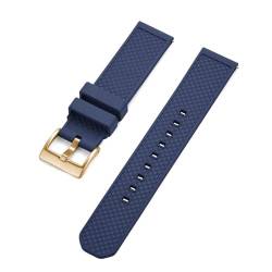 INEOUT Uhrenarmband 18mm 20mm 22mm Neues Design Fluorkautschuk-Uhrenarmbänder Schnellverschluss For Smartwatches (Color : Blue Gold, Size : 22mm) von INEOUT