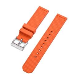 INEOUT Uhrenarmband 18mm 20mm 22mm Neues Design Fluorkautschuk-Uhrenarmbänder Schnellverschluss For Smartwatches (Color : Orange Silver, Size : 18mm) von INEOUT