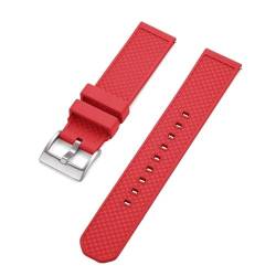 INEOUT Uhrenarmband 18mm 20mm 22mm Neues Design Fluorkautschuk-Uhrenarmbänder Schnellverschluss For Smartwatches (Color : Red Silver, Size : 20mm) von INEOUT