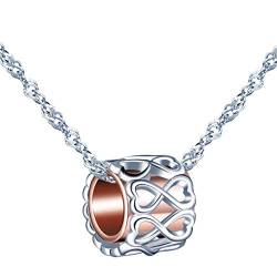 Damen Mädchen 925 Sterling Silber Halskette Ketten, Infinity Symbol Bead Anhänger, Silber und Roségold, (Abnehmbare Perlen) von INFINIONLY