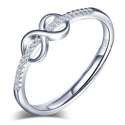 Damen Mädchen 925 Sterling Silber offener Ring, einfache Diamant Unendlich Symbol Ring, Verlobung Ehering, Einstellbare Ring größe, Weihnachten Geburtstag Geschenk von INFINIONLY