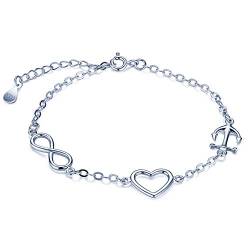 Fashion Unendlichkeit Symbol Anker Damen Armban, 925 Sterling Silber Armkette, Verstellbar Herz-Armband, Silber, Weihnachten Geburtstag geschenk von INFINIONLY