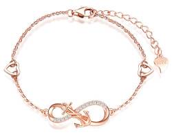 INFINIONLY Damen Armbänder, 925 Sterling silber Armband, Unendlichkeits symbol armbänder mit Anker, dekoriert mit diamanten, herz oder sternen, Roségold, Intarsien Zirkon, Ankerarmband von INFINIONLY