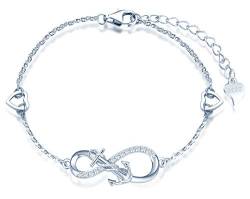 INFINIONLY Damen Armbänder, 925 Sterling silber Armband, Unendlichkeits symbol armbänder mit Anker, dekoriert mit diamanten, herz oder sternen, Silber, Intarsien Zirkon, Ankerarmband von INFINIONLY