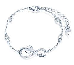 INFINIONLY Damen Armbänder, 925 Sterling silber Armband, Unendlichkeits symbol armbänder mit Elefant, dekoriert mit diamanten, herz oder sternen, Silber, Intarsien Zirkon, Tierelement Armband von INFINIONLY