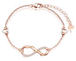 INFINIONLY Damen Armbänder, 925 Sterling silber Armband, Unendlichkeits symbol armbänder mit Glückliche Schlange, dekoriert mit diamanten, herz oder sternen, Roségold, Intarsien Zirkon, Tierarmband von INFINIONLY